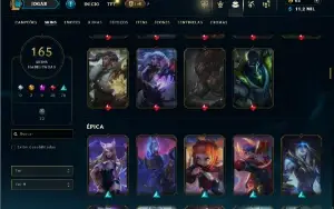 Unranked com TODOS os champs e 165 Skins + 4 Prestigios