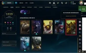 Conta LoL Blizcrank Enferrunjado PAX Platina 3 1038 Skins