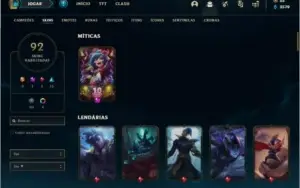 Conta platina 4 com 7 Vitoriosas, 130 champs e 92 skins