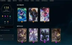 CONTA LOL LVL 380 140Skins PLAT 4