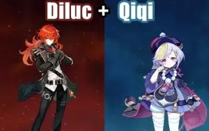 Conta Genshin Impact AR 7 com Diluc e Qiqi