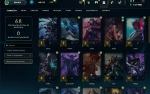 Mestre com 31 Champs e 1 Skin + 16 Fragmentos