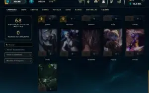 Mestre com 31 Champs e 1 Skin + 16 Fragmentos