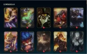 Conta de LoL nível 201 com 152 skins e 122 campeões.