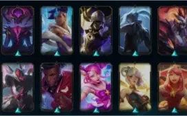 Conta de LoL nível 201 com 152 skins e 122 campeões.