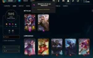 Conta prata 2 com TODOS os champs e 305 Skins + 1 Prestigio