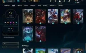 Platina 2 com 75 Champs e 62 Skins + 14 Fragmentos