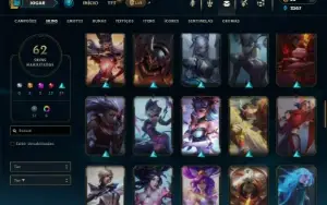 Platina 2 com 75 Champs e 62 Skins + 14 Fragmentos