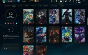 Platina 2 com 75 Champs e 62 Skins + 14 Fragmentos