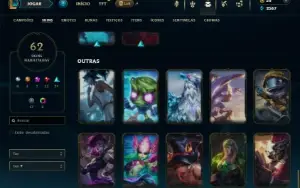 Platina 2 com 75 Champs e 62 Skins + 14 Fragmentos