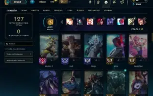 Platina 2 com 75 Champs e 62 Skins + 14 Fragmentos
