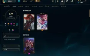 Platina 2 com 75 Champs e 62 Skins + 14 Fragmentos