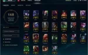 Conta Unranked; 81 Campeões; skins raras.