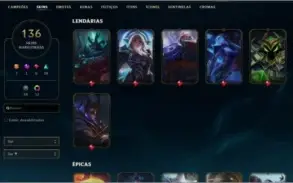 CONTA PLAT 3// 143 CHAMPIONS// 136 SKINS NV 207