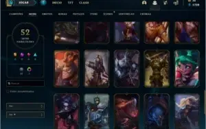 Conta unranked com 52 skins e 94 champs