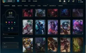 Conta unranked com 52 skins e 94 champs