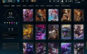 Unranked com 100 Champs e 56 Skins ( ADC / MID / JG )