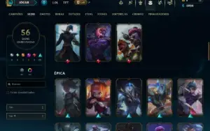 Unranked com 100 Champs e 56 Skins ( ADC / MID / JG )