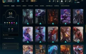 Unranked com 100 Champs e 56 Skins ( ADC / MID / JG )