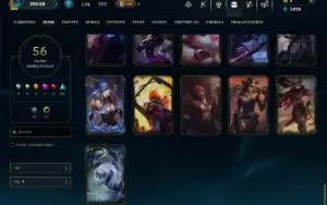 Unranked com 100 Champs e 56 Skins ( ADC / MID / JG )