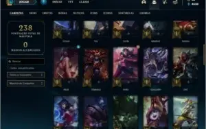 Conta prata 3 com 11 skins e 56 champs
