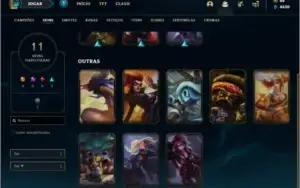 Conta prata 3 com 11 skins e 56 champs