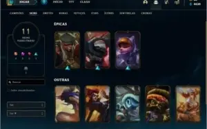 Conta prata 3 com 11 skins e 56 champs