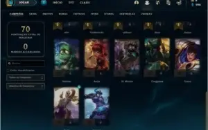 Conta platina 1 com 4 skins e 27 champs