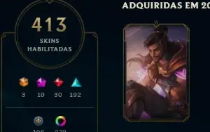 Conta Lol 413 Skins - Lv 818 - Varias Prestígios + 1600 Rp