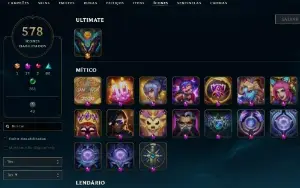 Conta Lol 413 Skins - Lv 818 - Varias Prestígios + 1600 Rp