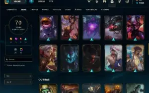 Conta ouro 2 com 120 Champs e 70 Skins + 500k de Sona