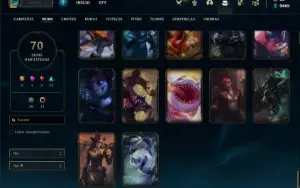 Conta ouro 2 com 120 Champs e 70 Skins + 500k de Sona