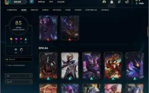 Conta bronze 1 com 105 champs e 85 skins