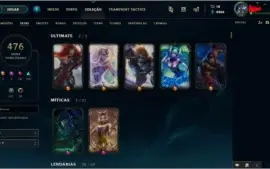 CONTA DE LOL LVL 136 COM 476 SKINS FULL CHAMPIONS