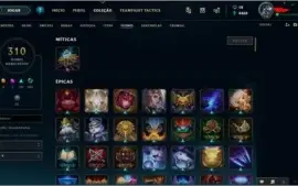 CONTA DE LOL LVL 136 COM 476 SKINS FULL CHAMPIONS