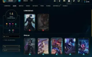 Esmeralda 3 com 50 Champs e 14 Skins + 2 Fragmentos