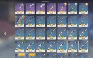 GENSHIN IMPACT AR20 NA / Keqing e vários personagens/armas