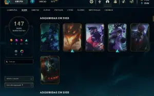 Conta lol 155 campeões 147 skins MESTRE (ex challenger)