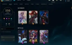 Conta LoL 330 Skins, 541 ícones e Todos os Champions