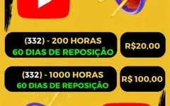 🔥🚀 HORAS PARA YOUTUBE MONETIZAR ( 60 DIAS DE REPOSIÇÃO )
