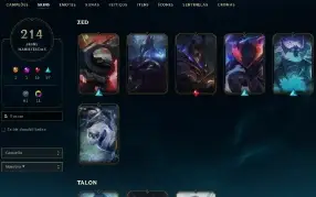 Conta Main Zed - Full Champ -214 Skins - 218 Icone
