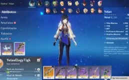 Conta Genshin Impact AR 7 com Yelan, Elegy e Tighnari
