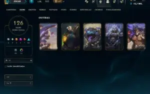 Unranked com 125 Champs e 126 Skins +3 Prestigios