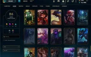 Ouro 1 com 150 champs e 86 Skins + 1800 RP