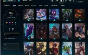 Ouro 1 com 150 champs e 86 Skins + 1800 RP