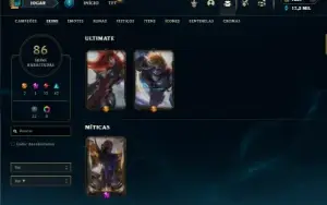Ouro 1 com 150 champs e 86 Skins + 1800 RP