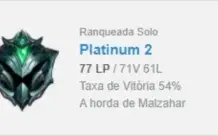 Conta League of Legends | Platina II | Skin Ultimate
