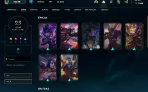 Conta Unranked com 37 Champs e 23 Skins + 2 Fragmentos