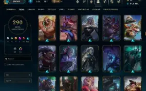 Conta league 290 skins todos campeões - conta no plat