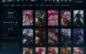 Conta league 290 skins todos campeões - conta no plat